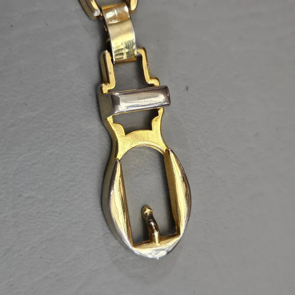 Vintage Gold Tone Metal Link Chain Belt Adjustable Buckle Waist Accessory 35in